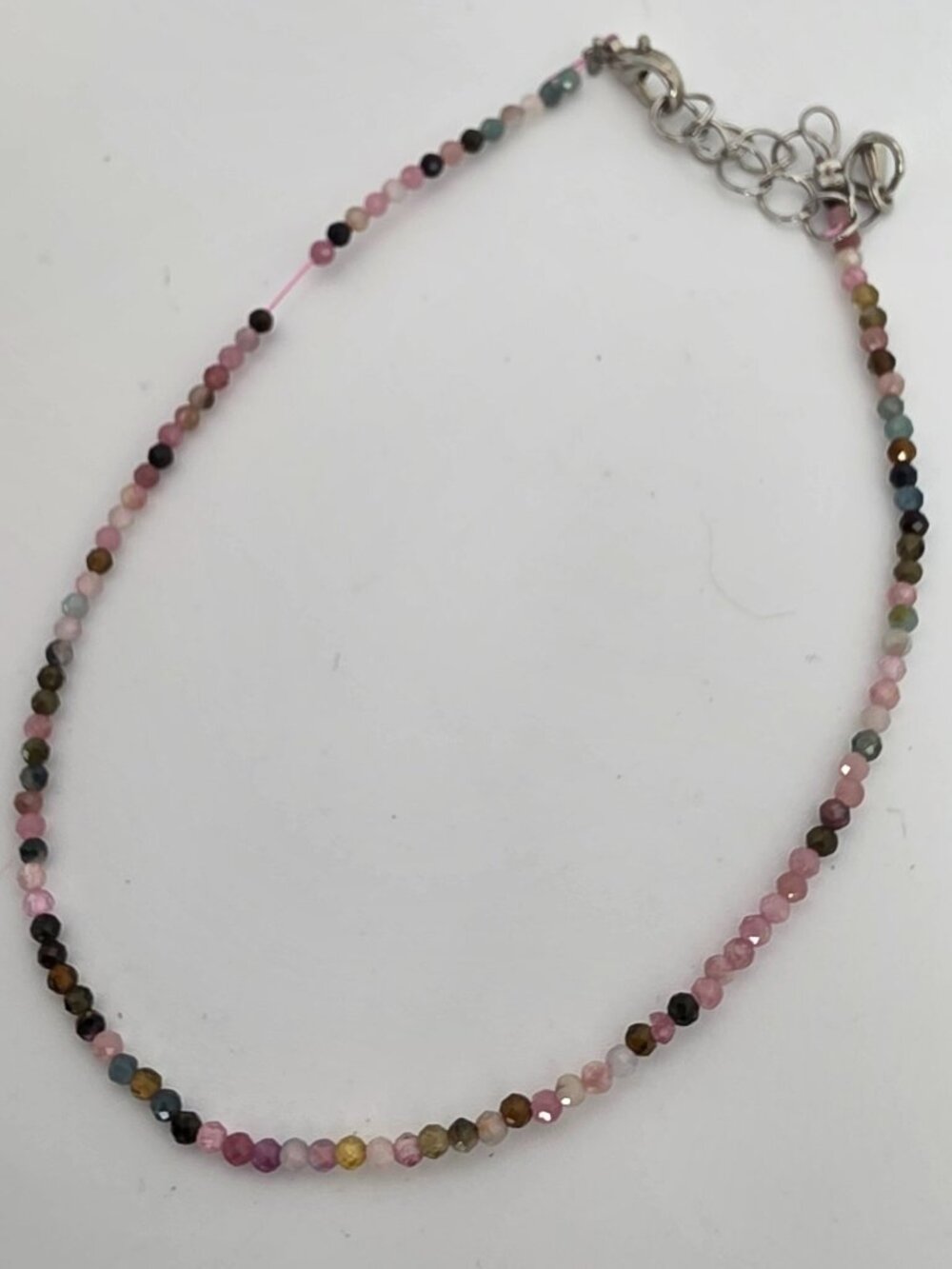 Rainbow Tourmaline Anklet Prism Path (8.5–10.5 in, 2 mm)